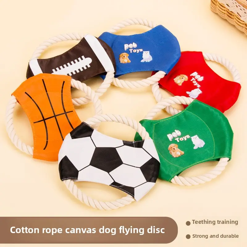 Cotton Rope Canvas Dog Soft Frisbee Durable Pet Interactive Toy ...