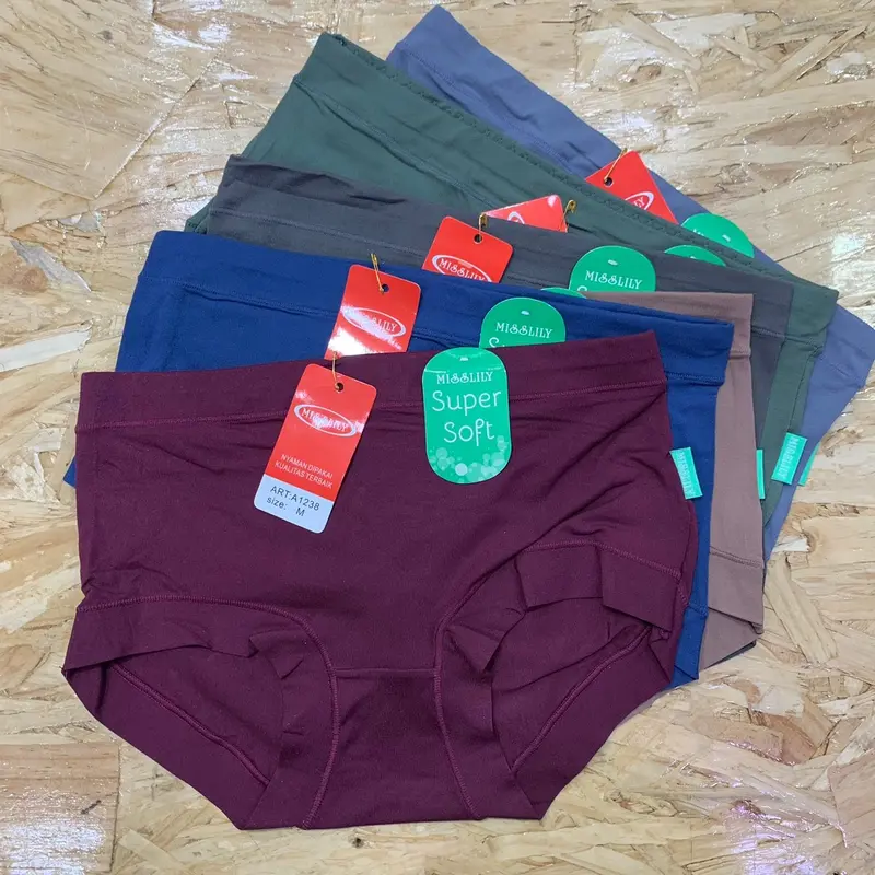 (6Pcs) Celana Dalam Wanita Misslily 1238 Super Soft M - Xxxl Jahit Belakang Lembut Nyaman 0
