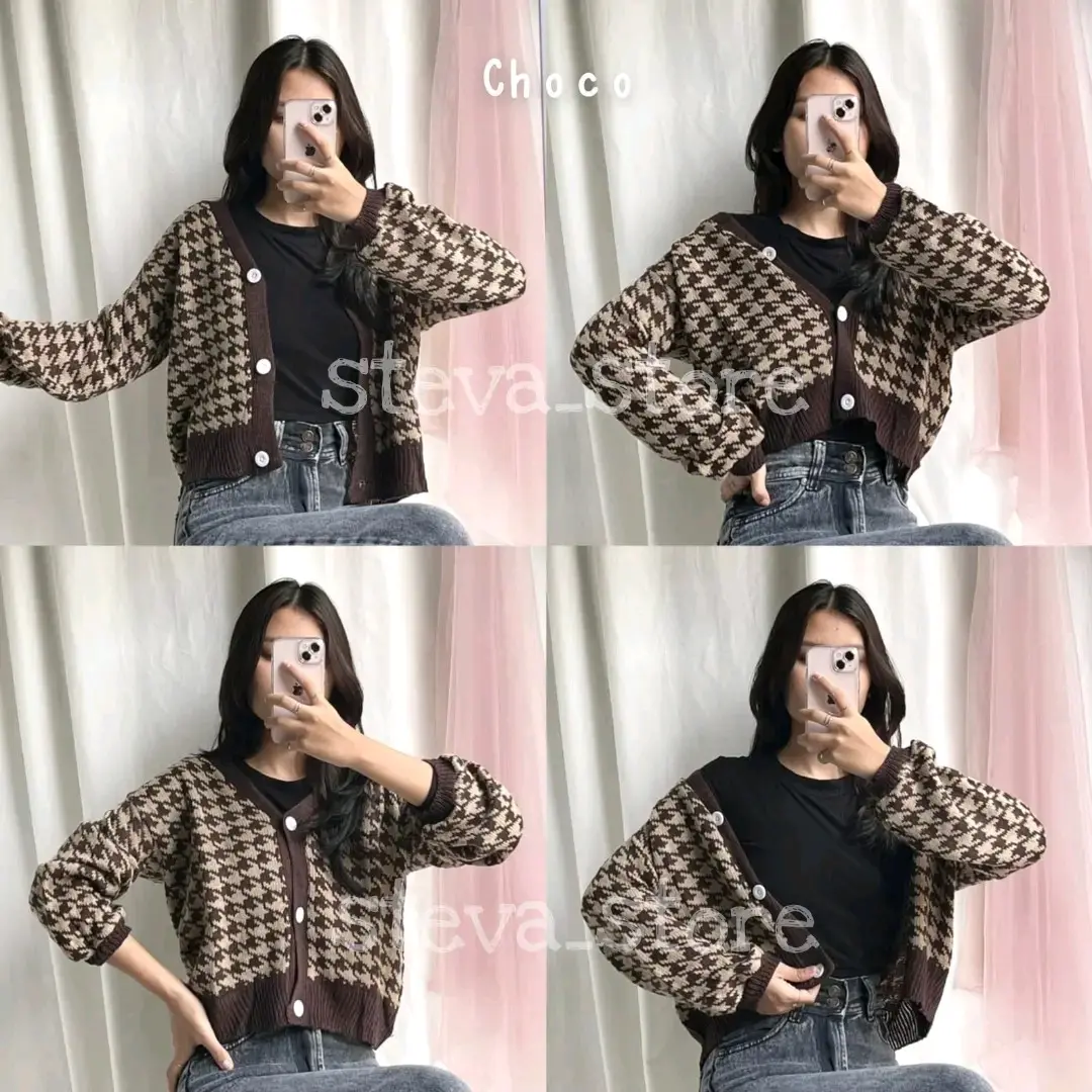 HANIN CARDIGAN RAJUT TWEED// CARDIGAN CROP BALON