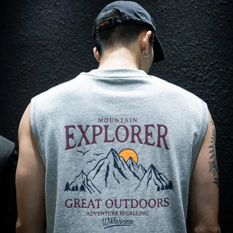 Summer Sleeveless T-Shirt Vest For Men, Loose And Trendy Brand Ins, Large Size, Camisole, Half Sleeved, American Sports Short Sleeved T-Shirt