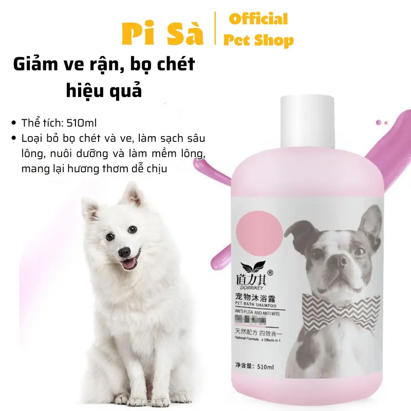 Sữa tắm Dorrikey cho chó mèo chữa nấm ngứa viêm mượt lông thơm nhẹ | Sữa tắm cho thú cưng lông trắng lông nâu Poodle ... Pi Sà Pet Shop 4