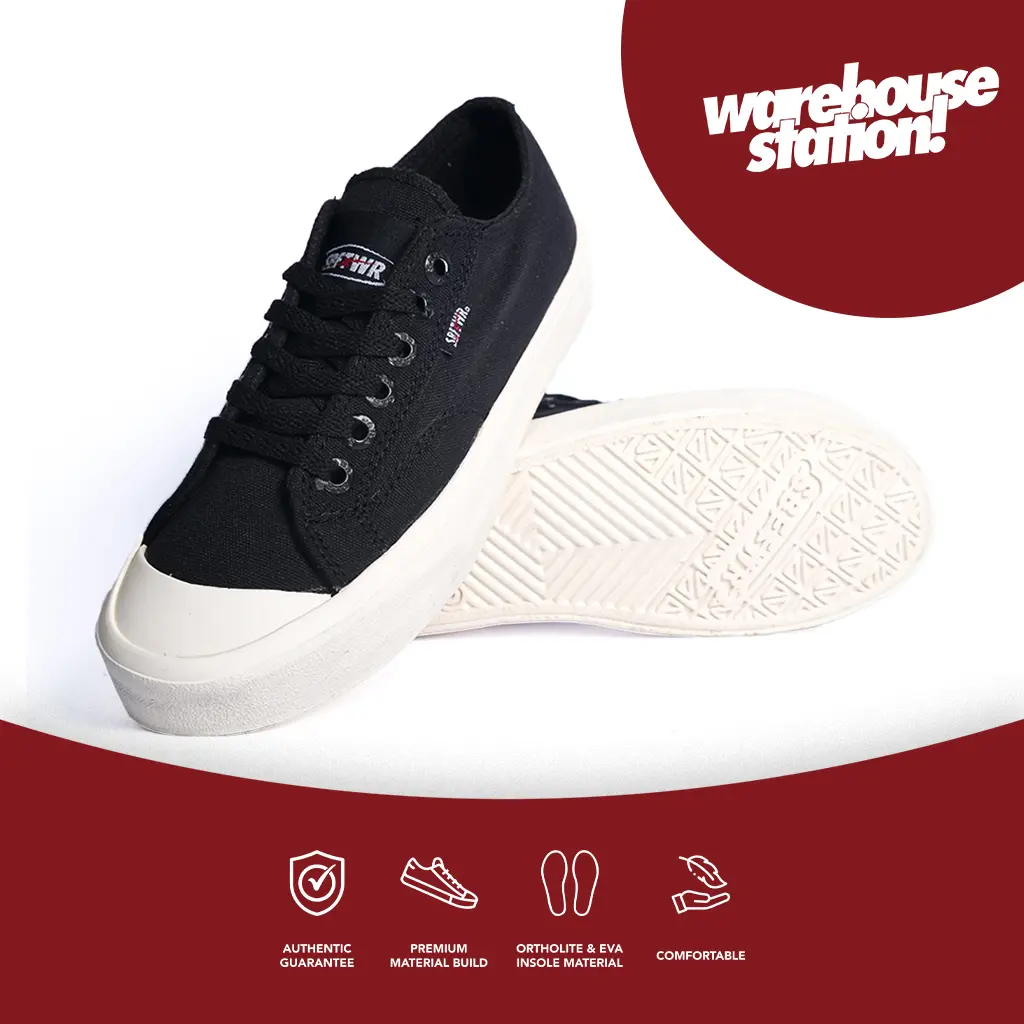 SABA Basic ALL Black White - Sepatu Sneakers Casual Pria Wanita