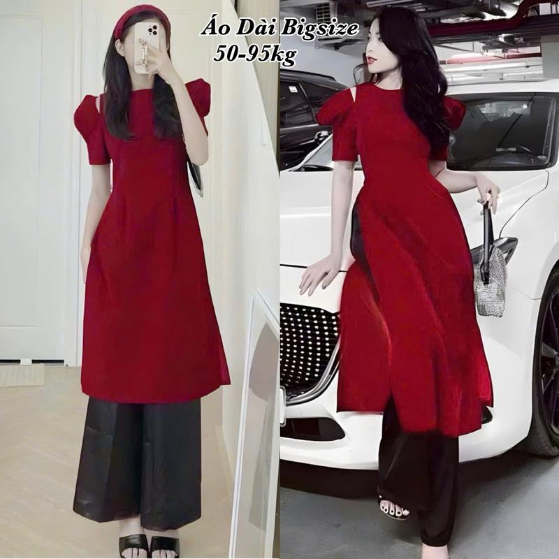 Áo Dài Cách Tân Bigsize Đón Tết Thiết Kế Cổ Tròn Xẻ Vai Dáng Dài Nữ Cao Cấp Xinh Đẹp Sang Trọng Phù Hợp Đi Chơi, Dự Tiệc Dễ Thương Giá Rẻ 40-95kg Dress Women - 1269