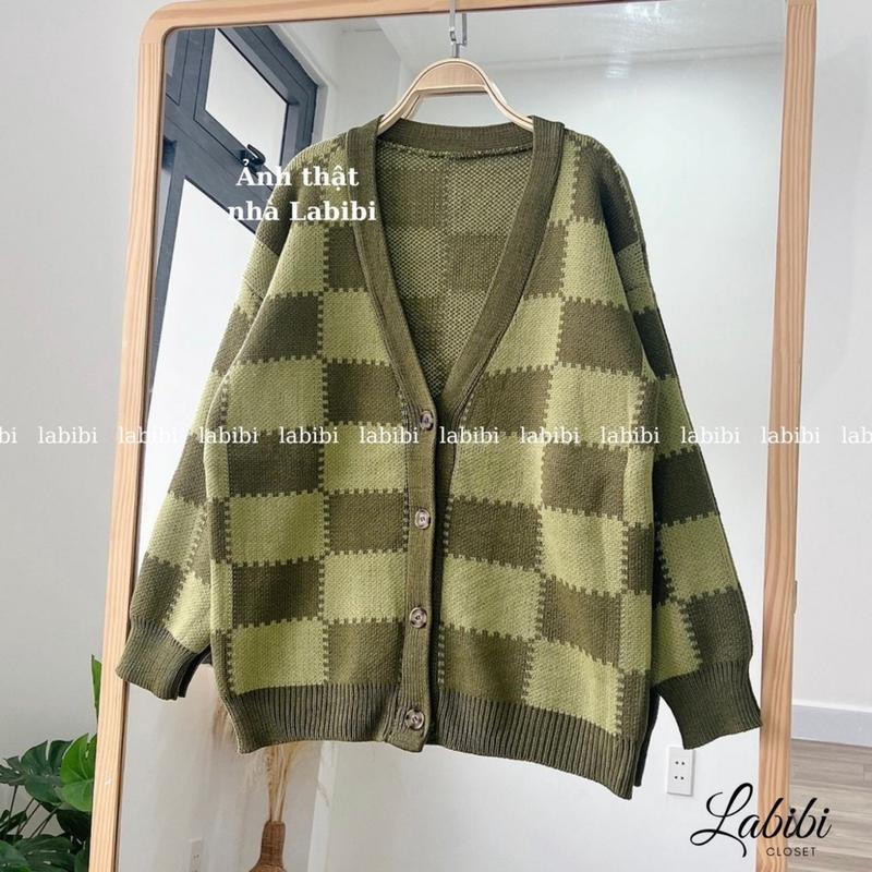 Áo Cardigan Len Nữ Caro Hồng Xinh Form Rộng 4