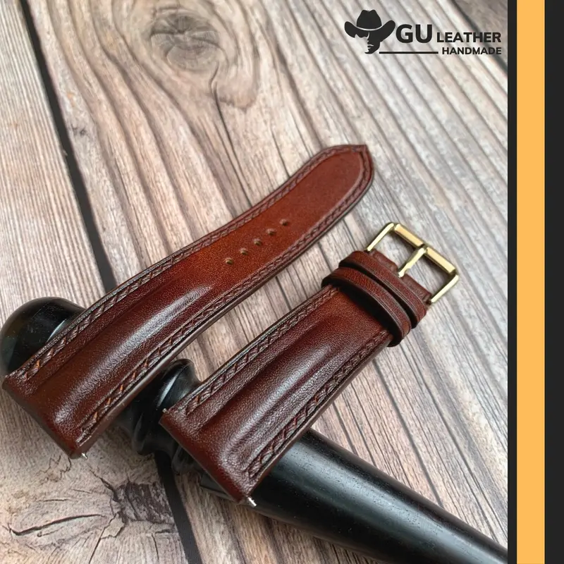 Dây da đồng hồ nam handmade màu patina chất liệu da bò vegtan size dây 18/ 20/ 21/ 22/ 24mm -  Gu Leather 3