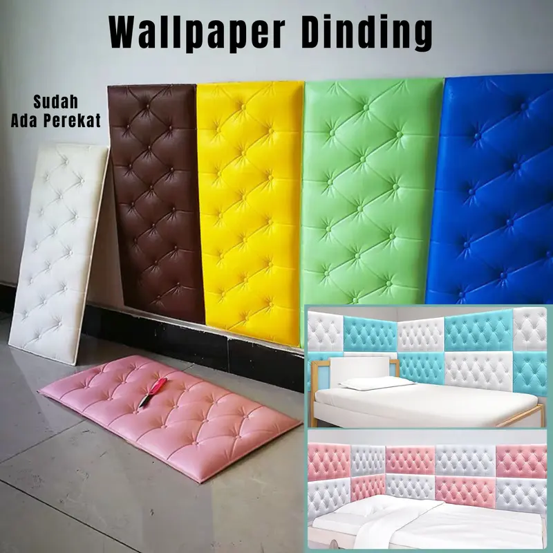HL0206 Wallpaper 3D Foam Headboard Bed Wall Stiker Walpaper Foam Dekorasi Rumah Room 0