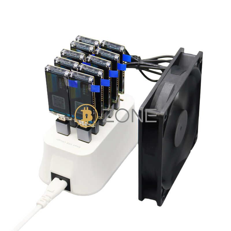 Product Introduction of 10PCS NerdMiner V2 78KH S*10 Bitcoin Solo With 10 Port USB Hub Crypto Miner T DISPLAY S3 780kh s BTC Mining Station 11