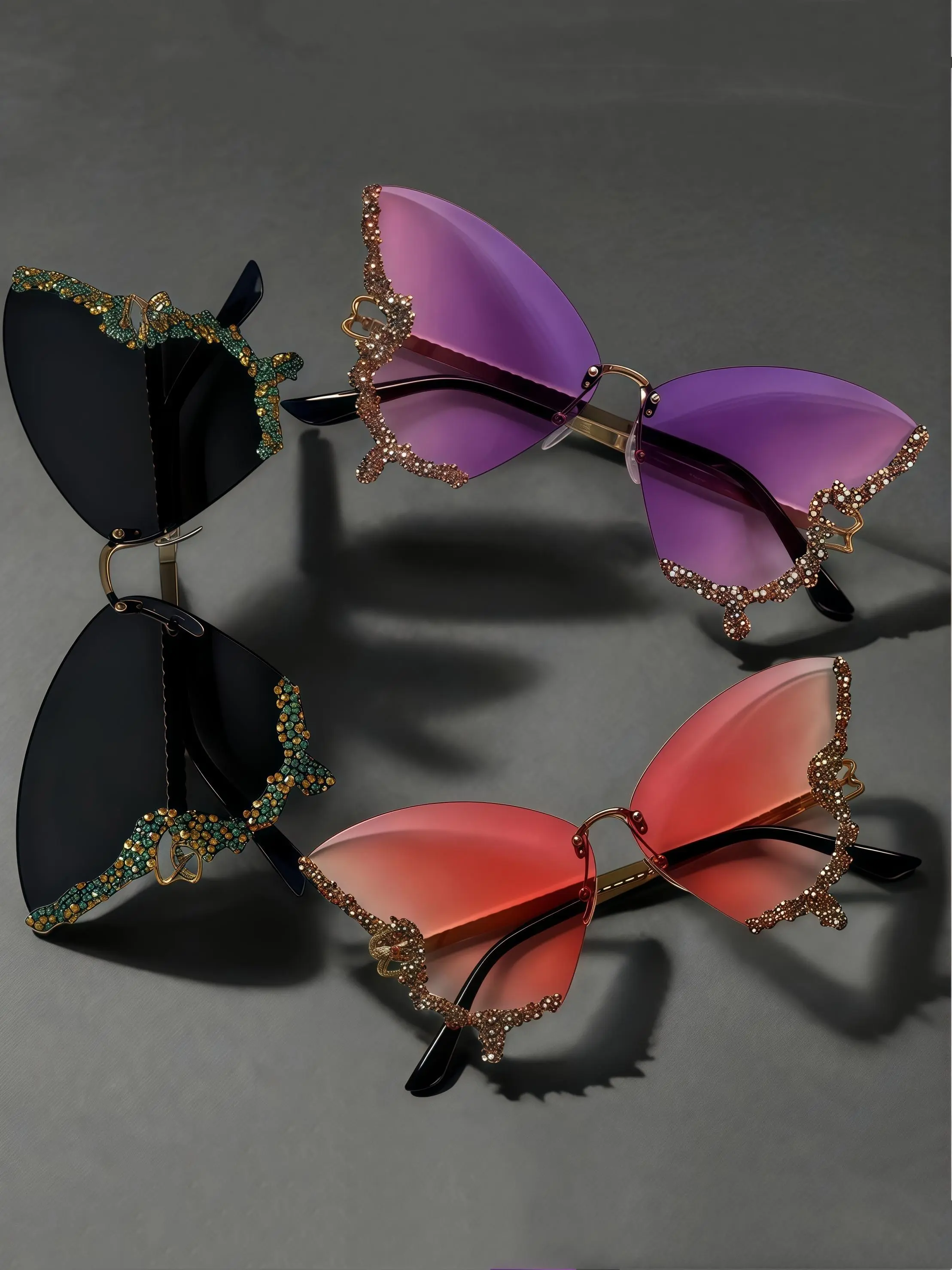 Women's Elegant Butterfly Design Sunglasses, Trendy Casual Tinted Lens Sunglasses for Everyday Use, Fashion Accessories for Outdoor Activities