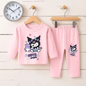 Setelan Baju Piyama Anak Cute Kuromi Lengan Panjang Dan Celana Panjang 3-10 THN Fashion Perempuan