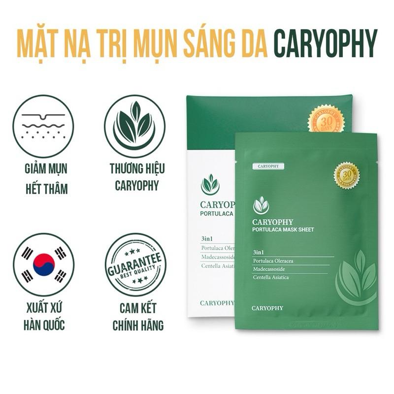 [CHÍNH HÃNG] Mặt Nạ Caryophy Portulaca Mask Sheet 3in1:  mặt nạ ngừa mụn,giảm thâm và dưỡng ẩm hoàn hảo 3