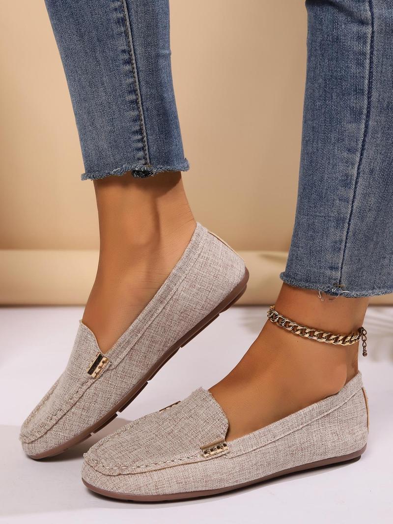 Product Introduction of Women's Fashionable Plain Color Slip on Loafers, 2025 New Style Casual Comfortable Breathable Shoes for Daily Wear, Lightweight Breathable Shoes for All Seasons 10