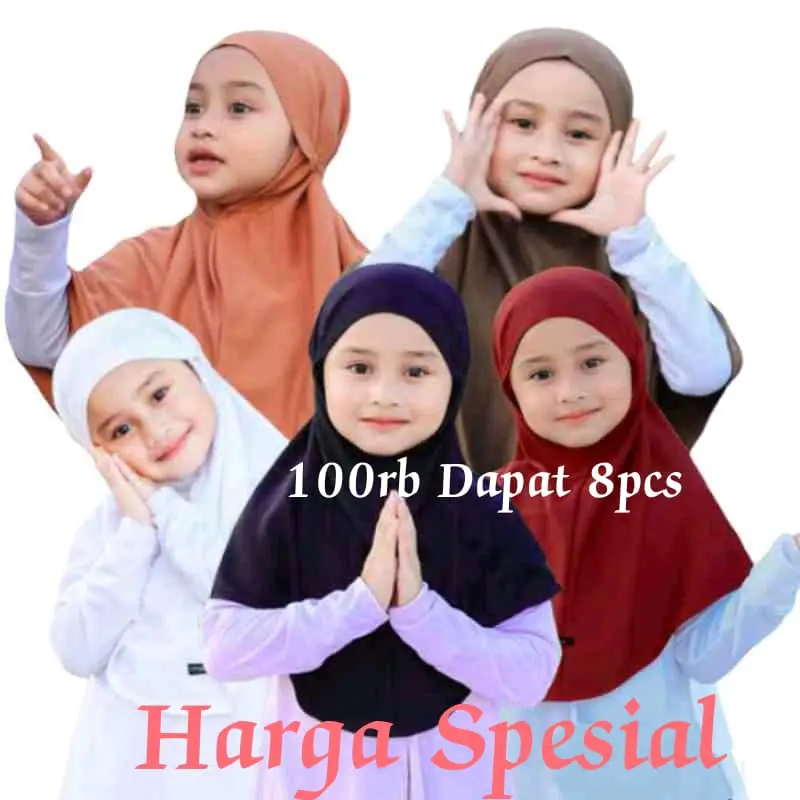 Jilbab Anak Jersey 100ribu Dapat 8pcs