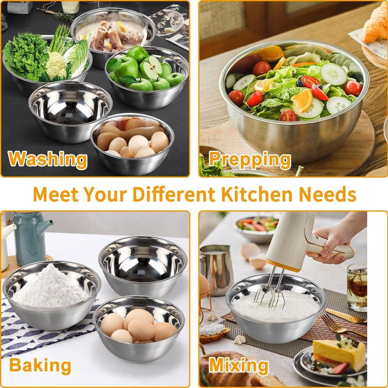 Product Introduction of Kitchen Mixing Bowl with Lid Set, 27pcs/set Baking Sets, Including Nesting Bowls, Measuring Cups & Spoons, Egg Beater, Brush & Scraper, Kitchen Sets, Kitchen Gadgets 7