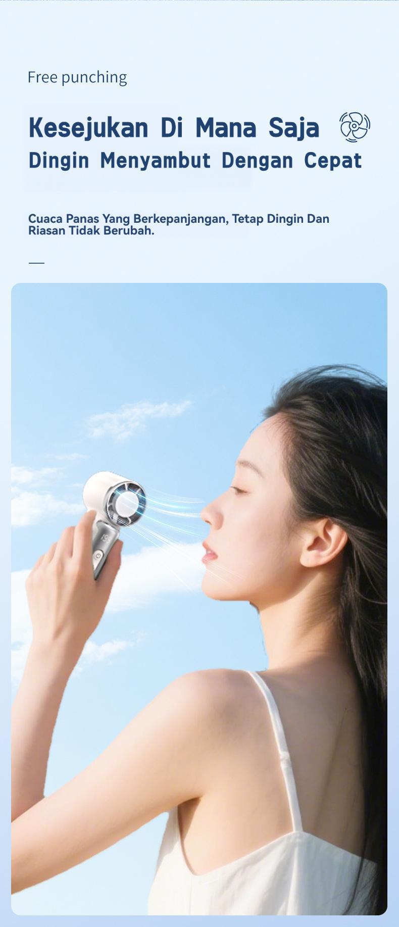 Kipas Angin USB Turbo Kipas Mini Digital Display Handheld Fan Kipas Angin Mini Portable High-speed Mini Kipas Tangan 15000RPM Kipas Strong Wind 120 Gear Wind Digital Display Adjustable