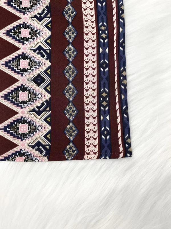 Women's Ethnic Pattern Drawstring Waist Pants, Boho Frill Trim High Waist Straight Leg Trousers for Spring & Fall, Ladies Bottoms for Daily Wear 6