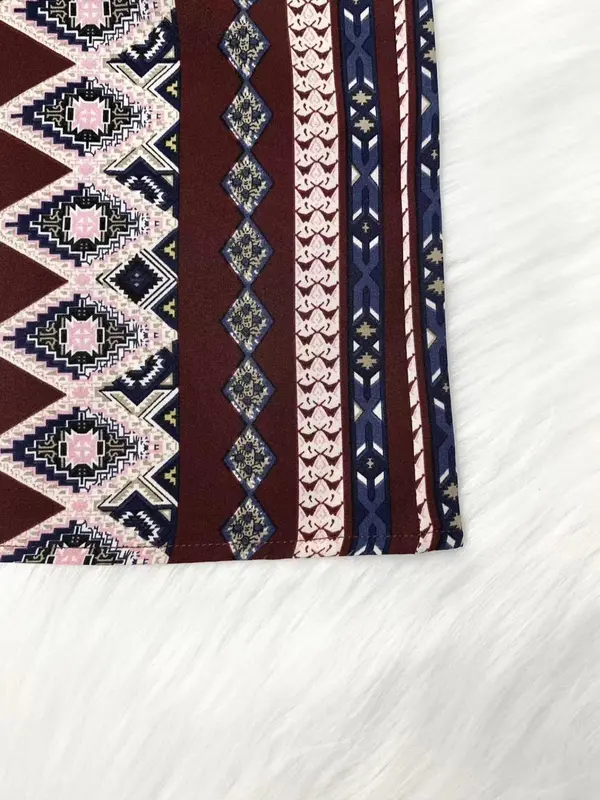 Women's Ethnic Pattern Drawstring Waist Pants, Boho Frill Trim High Waist Straight Leg Trousers for Spring & Fall, Ladies Bottoms for Daily Wear 6