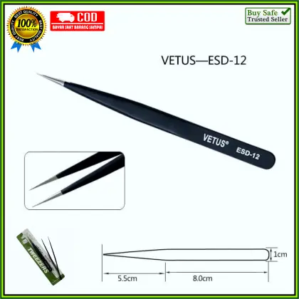PINSET EYELASH Extension Tweezer bulu mata PINSET Bulumata LURUS Serbaguna VETUS Hitam Steel 2