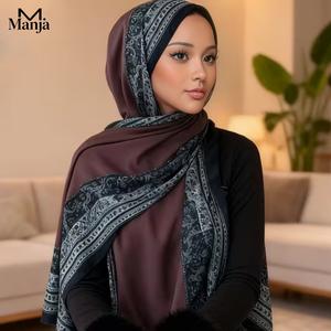 【Stock MY】Tudung Chiffon Fashion Elegant Printed Shawl Chiffon Muslim Hijab Women's Long Scarf