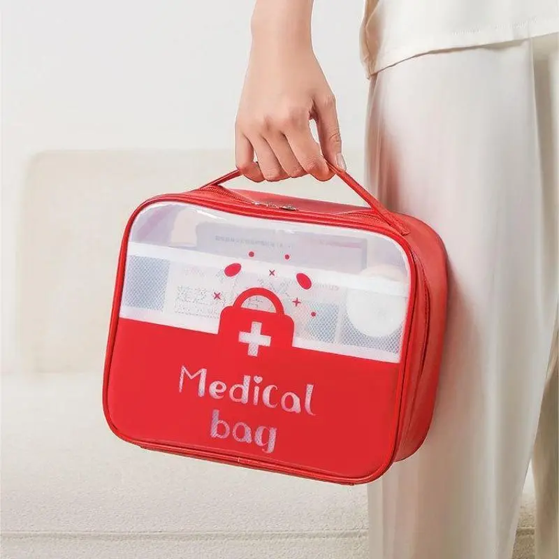 Clear Waterproof Pill Storage Bag, 1 Count Large Capacity Portable Medical Bag with Handle, Travel First Aid Bag, Home Organizer for Medicine, Cosmetic