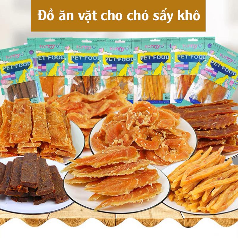 Bánh Thưởng Cho Chó ức gà, ức vịt, thịt bò miếng Gói 100gr