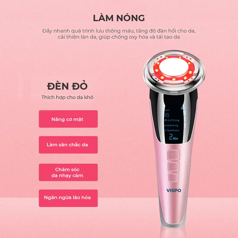 Máy massage mặt vispo VP-CM23, làm sạch đẩy tinh chất hot and cool, giúp làm sạch sâu nâng cơ trẻ hoá làn da. 5