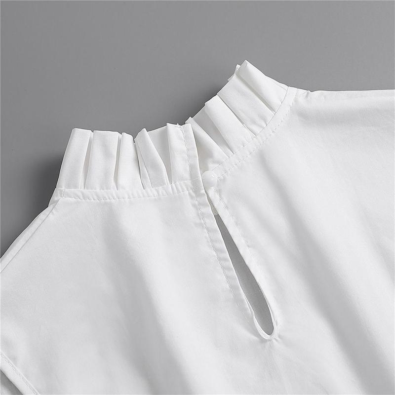 Elegant Cotton False Collar Solid Color Turtleneck Ruffled Mock Neck Sleeveless Detachable Clothes Accessory Women Ladies 4