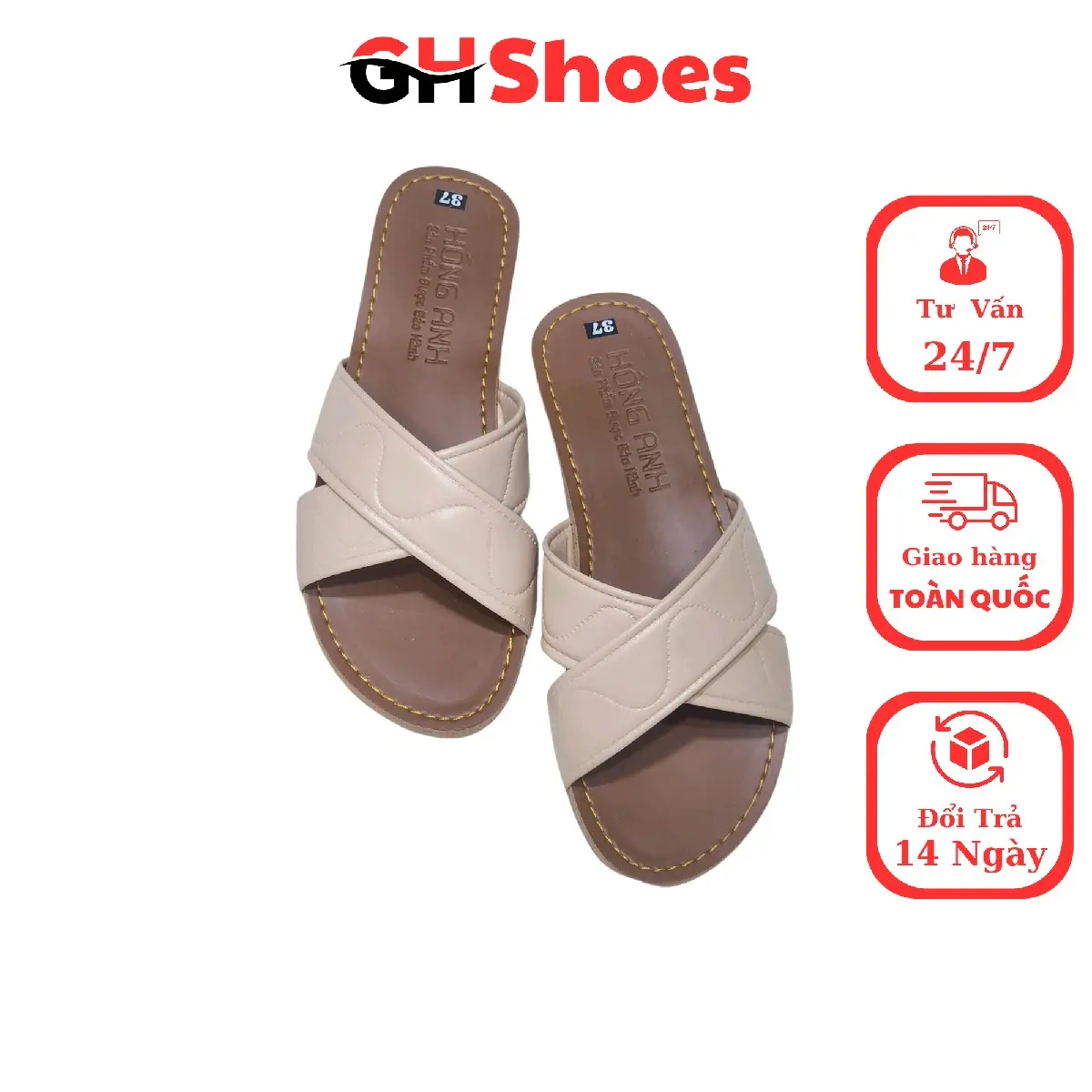 GHShoes VD01 -  \hiệu ngẫu nhiên\ Dép nữ đế bệt mũi tròn đế TPR chống trơn trượt Trong nhà Ngoài trời Mùa hè Mùa đông DéP Hoa GiàY dép  2 quai chéo chữ x Đế Bằng