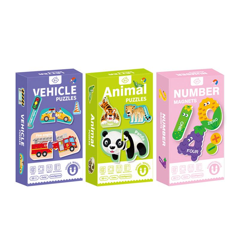 Early Education Magnetic Puzzle 26 One Letters Animal Numbers Stickers 3 to 6 Years Old Kindergarten Awareness Educational Children's Toys 5