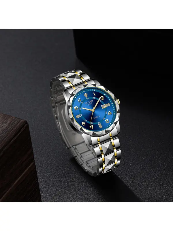 Men's Classic Fashion Round Dial Quartz Watch, Fashion Watch for Party, Daily Clothing Decor, Trendy All-match & Exquisite Watch for Birthday Gift with Box 5