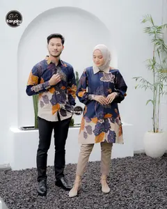 Batik Sugih Waras Couple Batik Tunik Dan Kemeja Batik Jumbo Busui Motif Mawar Kain Katun Halus Dan Nyerap Keringat