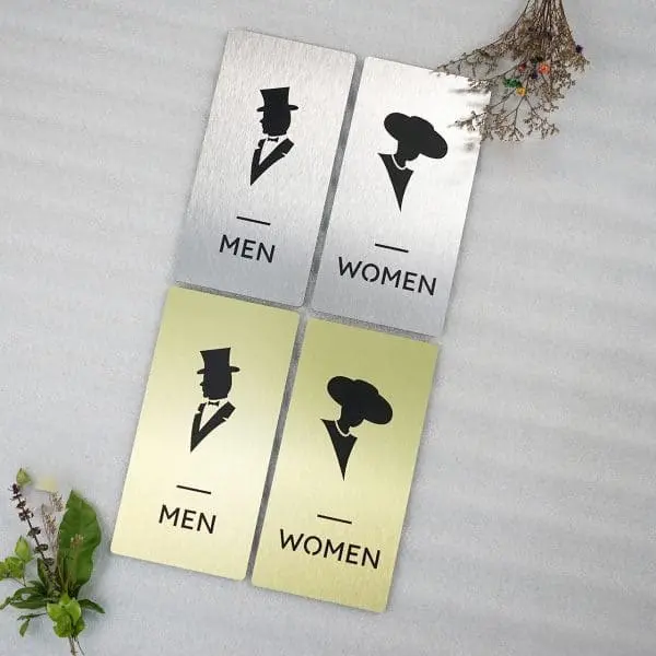 Bộ bảng alu toilet Men – Women nhận biết phòng vệ sinh Decor Xốp