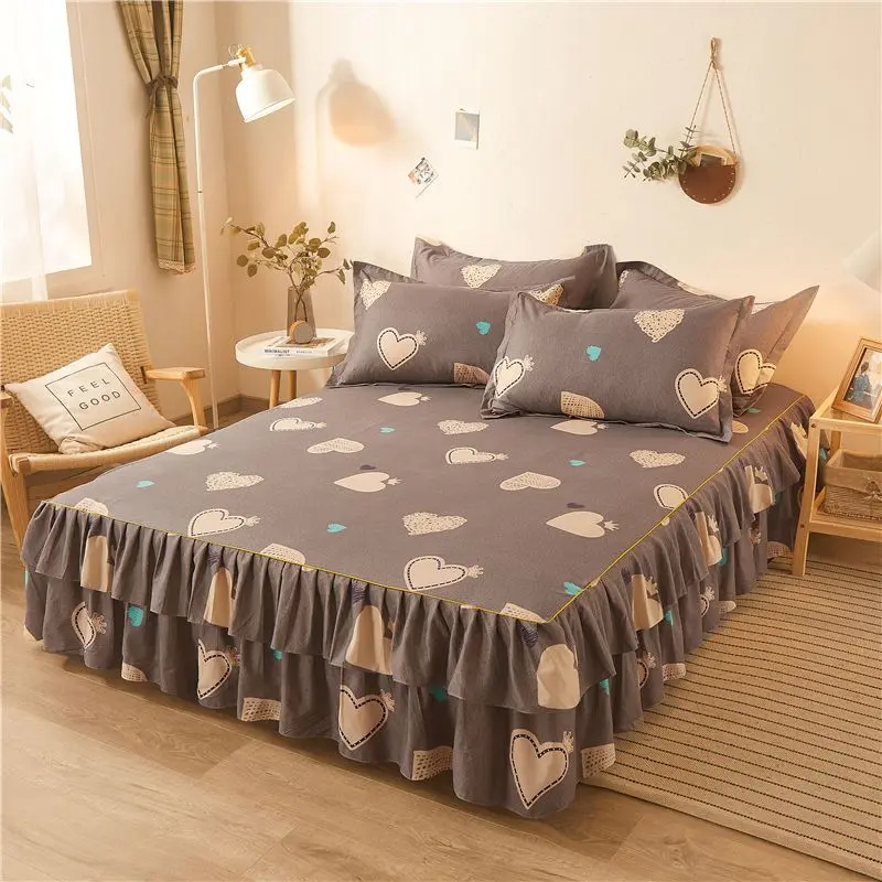 Váy Ga Trải Giường Công Chúa, Phong Cách Hàn Quốc, Cùng Mảnh, Chống Trượt, Chăn Ga Trải Giường Ren Hai Mặt, Thích Hợp Cho Tất Cả Các Mùa, Ss242024 3