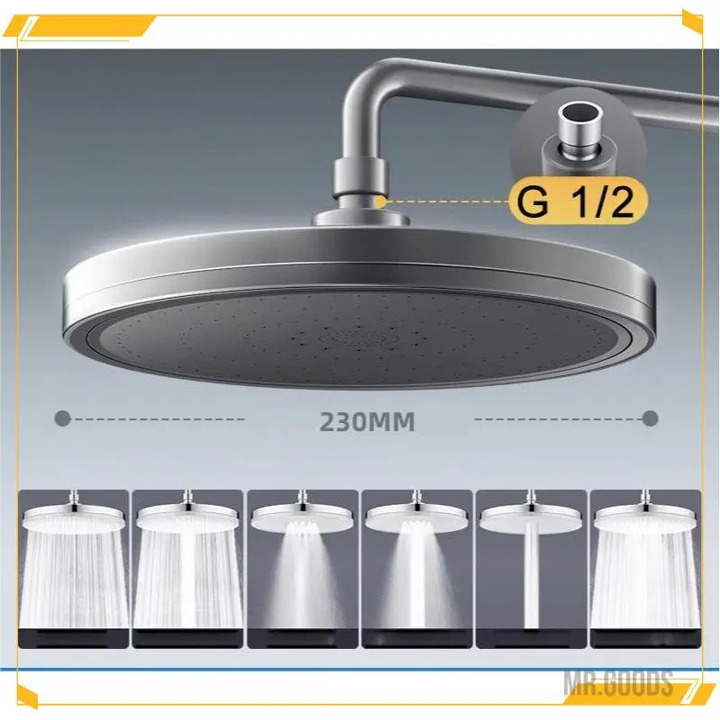 Đầu Vòi Hoa Sen Bảng Điều Khiển Lớn, Mới, 230mm, 6 Chế Độ, Siêu Tốc, Đầu Vòi Hoa Sen Mưa, Áp Suất Cao, Vòi Hoa Sen Mưa Hàng Đầu, Phụ Kiện Phòng Tắm