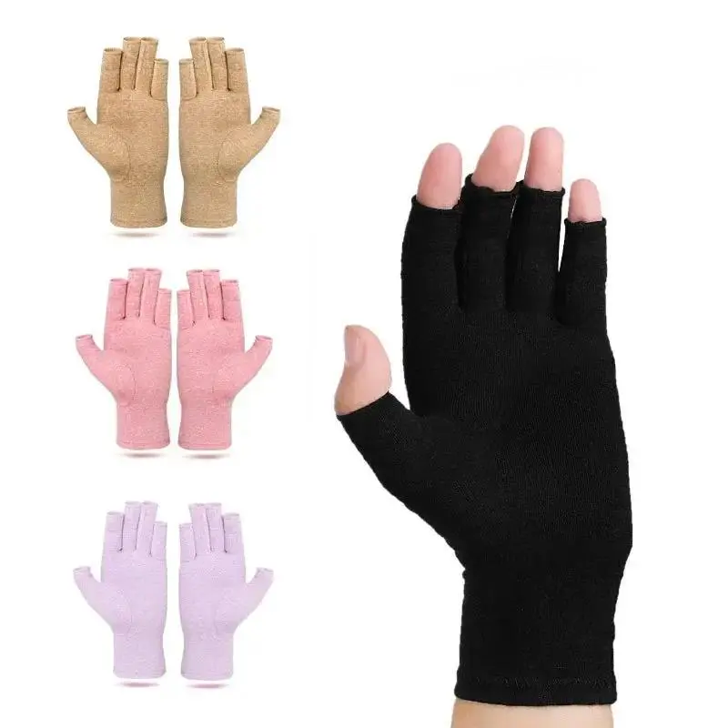 1Pair Winter Compression Arthritis Gloves Rehabilitation Fingerless Gloves Anti Arthritis Therapy Gloves Wrist Wristband