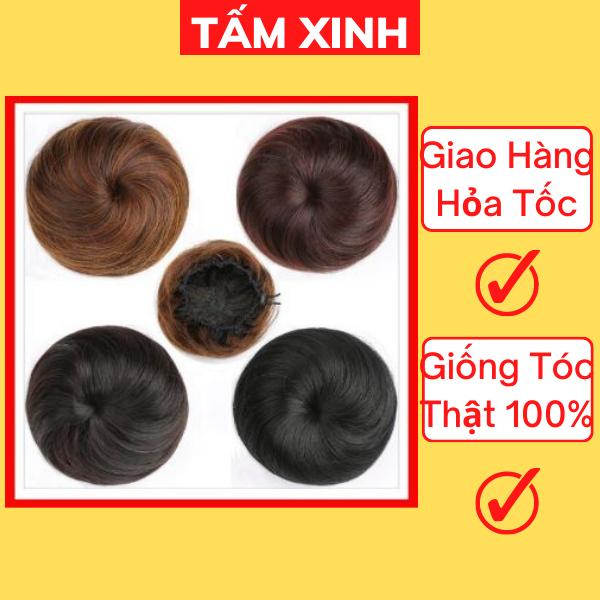 Tóc giả búi củ tỏi tròn đẹp búi tóc giả củ tỏi nữ