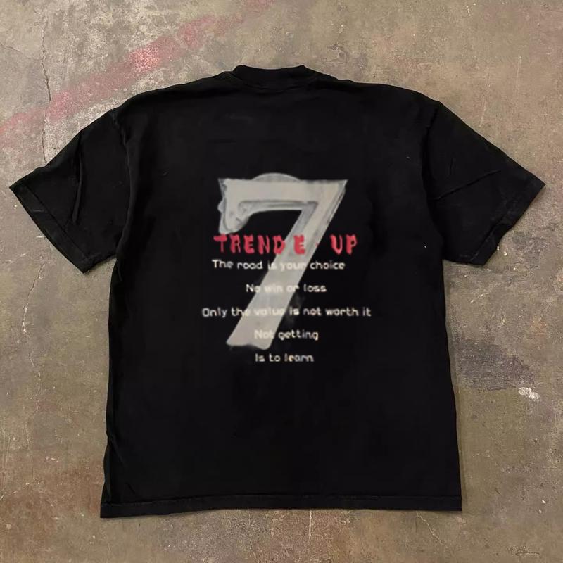 Korea Style T-shirt Oversize Letter 7 | Kaos Wanita Hitam| Metallica Kaos pria dan wanita T-shirt Unisex 2