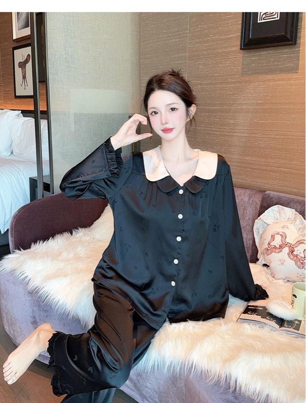 Product Introduction of Pyjama phi lụa QCCC bâu phối 2 lớp lạ mắt-hoạ tiết hoa ẩn nhẹ nhàng-tay dài quần dài-nữ 9