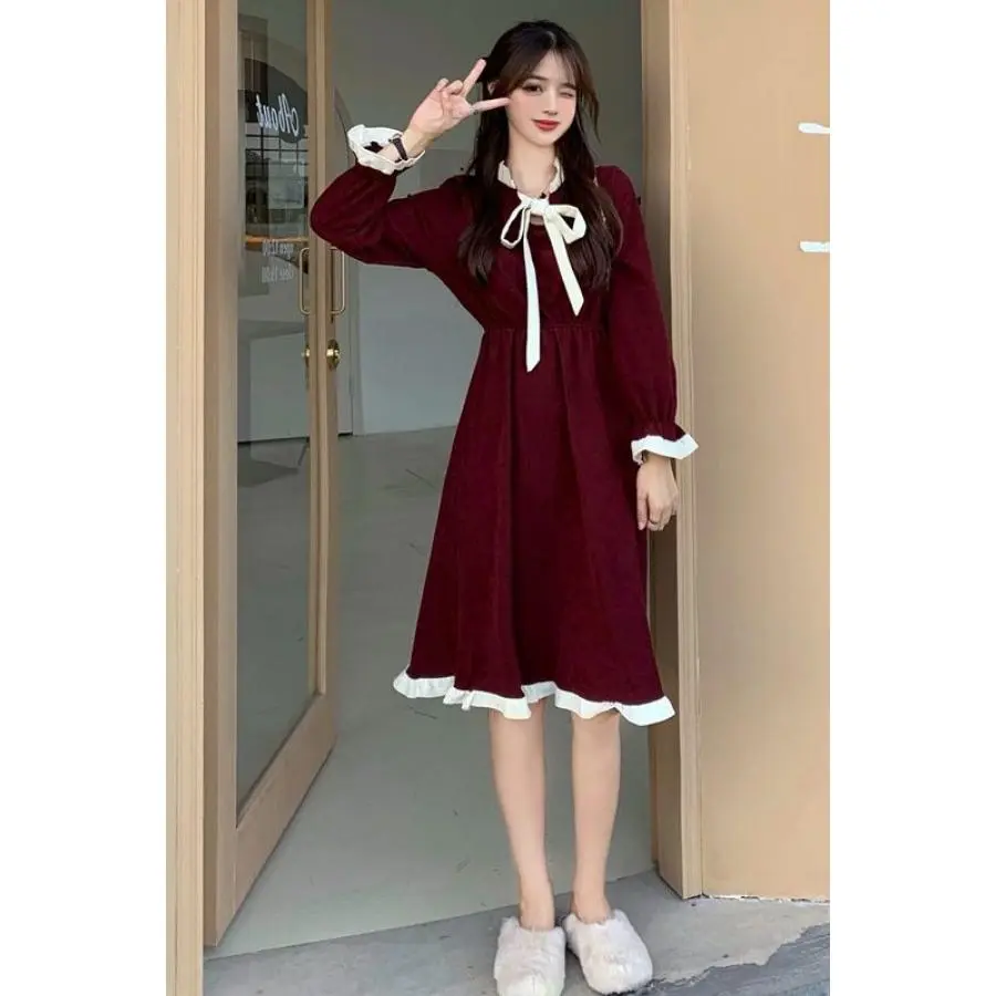 Zoey - Váy Giáng Sinh Hàn Quốc Cho Nữ, Màu Đỏ, Mới, 120802