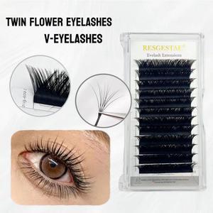 ขนตาปลอม รูปตัววี ดอกคู่ ใหญ่ สินค้าใหม่ หยิกนุ่ม 0.07 มม. หลายสไตล์ เหมาะสำหรับการจับคู่ ขนตา
