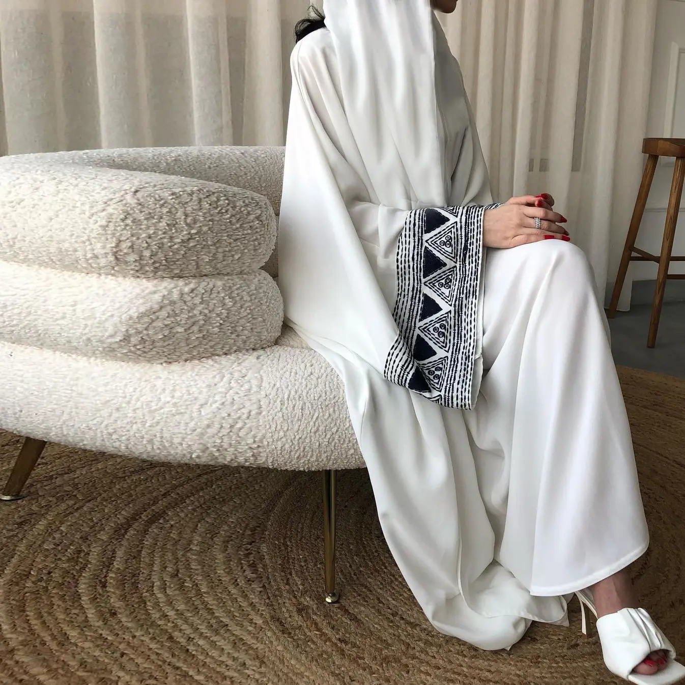 Váy Hồi Giáo Abaya, Phong Cách Dân Tộc Cổ Điển Thêu Áo Choàng Ả Rập, Áo Mặc Bên Ngoài Thời Trang, CF