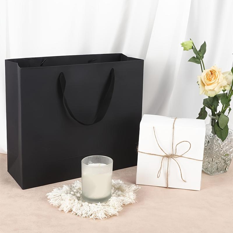 Product Introduction of Túi quà tặng màu đen, 30 chiếc, có tay cầm bằng vải, Cỡ lớn 12,5x 4,5x 11 inch, Túi giấy Kraft lớn, Túi bọc nặng, Thích hợp để mua sắm, Hàng hóa, Bữa trưa, Nhà hàng và Bảo quản thực phẩm 2