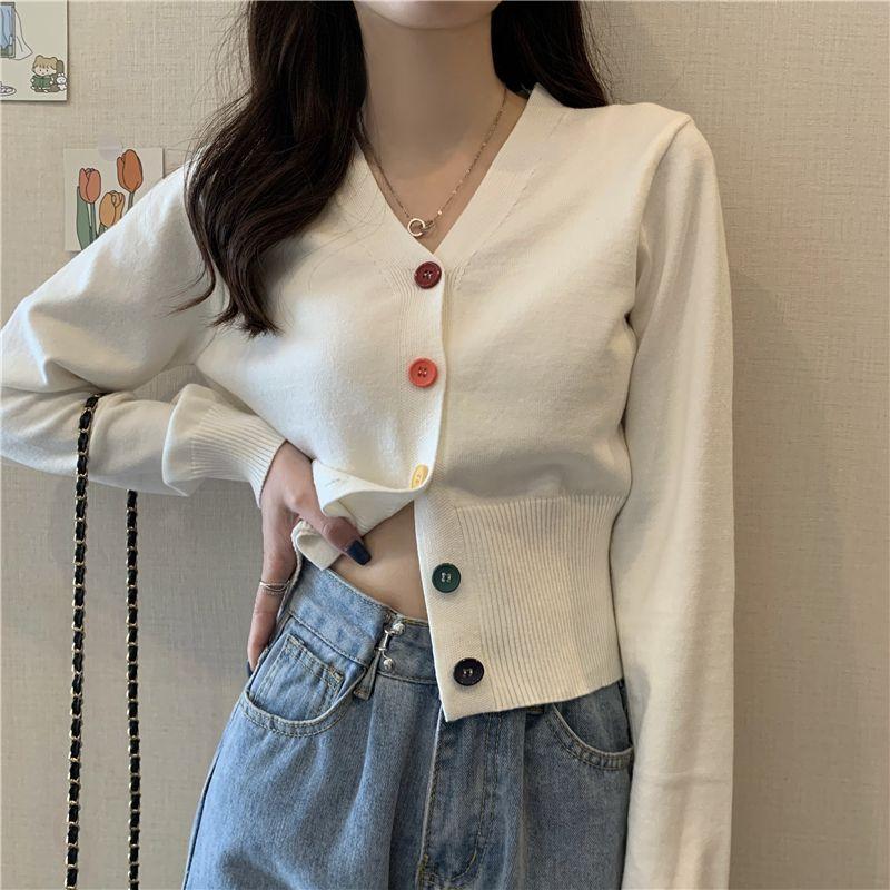 Product Introduction of Áo Thun Dài Tay Cho Nữ, Áo Ngắn Cạp Cao, Cổ Chữ V, Sang Trọng, Hàng Dệt Kim, Mùa Xuân Và Mùa Thu Top 19