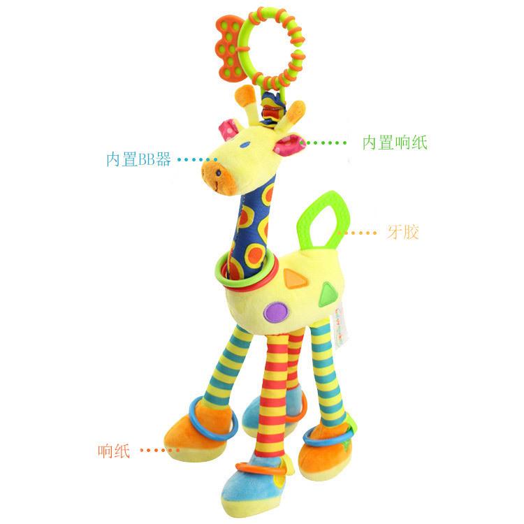 Product Introduction of Soft Giraffe Animal Handbells Rattles Plush Infant Baby Development Handle Toys WIth Teether Baby Toy for Newborn Gifts Hanging Baby Plush Toys 7
