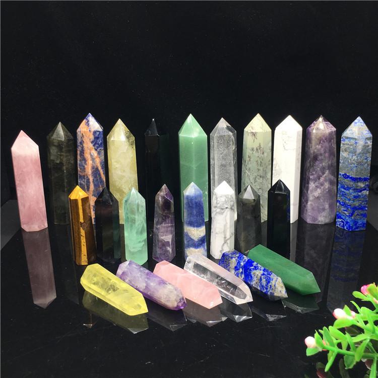 Product Introduction of Natural Colorful Fluorite Double Pointed Crystal Column Color Fluorite Hexagonal Prism Crystal Stone Decoration Home Decoration 14