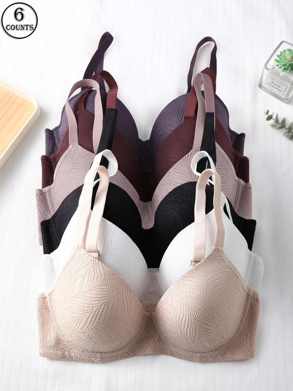 Women's Leaf Pattern Push Up Bra, Adjustable Strap Underwire Summer Bra, Comfortable Breathable Lingerie for All Seasons, Bras for Women 6