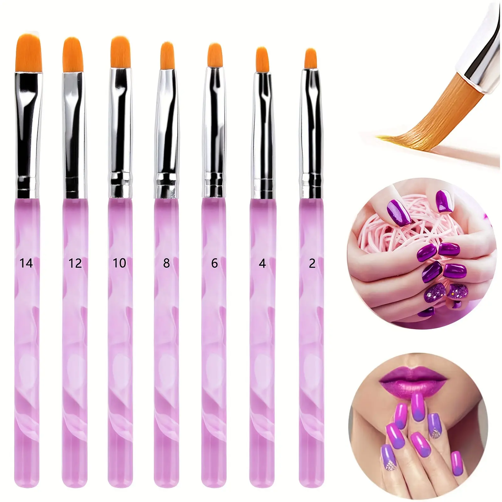 Perfect Your Nail Art with this 7-Piece UV Gel and Poly Extension Gel Nail Brush Set Manicure Nail Care Cutics