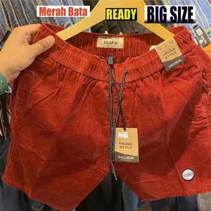 Celana Pendek Broad Short Pria Dewasa Corduroy Merah Bata STANDAR & JUMBO Shorts Nyaman Pantai Distro Holiday regular Santai Keren