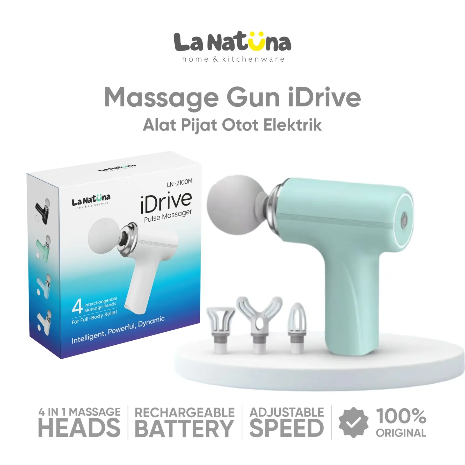 La Natuna Alat Pijat Elektrik iDrive LN2100M Alat Terapi Otot Elektrik Fascial Massage Gun