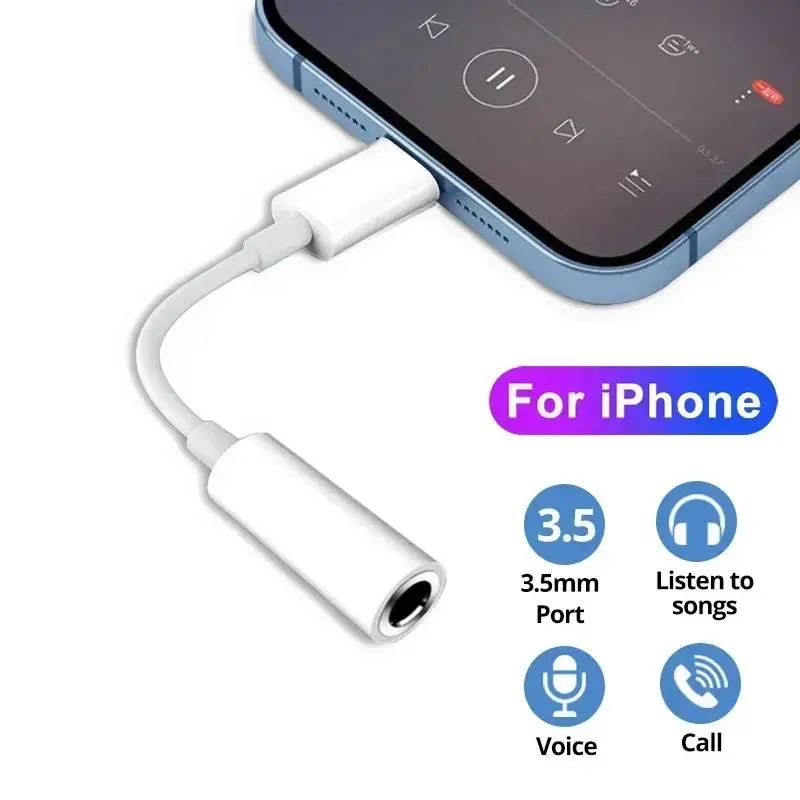 Bộ Chuyển Đổi Tai Nghe Chính Hãng, Dành Cho Apple iPhone 15, 14, 13, 12, 11, Pro, Bộ Chia Âm Thanh Aux, Bộ Chuyển Đổi Âm Thanh Ánh Sáng Sang 3.5Mm, Cáp Giắc Cắm Tai Nghe Phụ Kiện