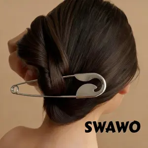 [Swawo] Klip Rambut Logam Perak Besar Motif Peniti Wanita Muda Fashion Rambut Belakang Kepala A766